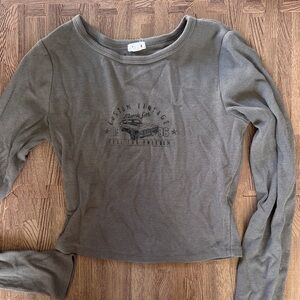 GARAGE GRAY CROPPED RIBBED LONG SLEVE TOP SIZE SMALL